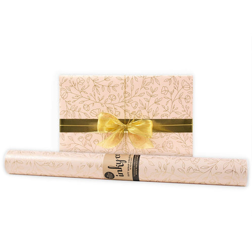 Inky Co Wrapping Paper 5m - Delicate Flower Nude
