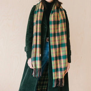 TB Co. Lambswool Scarf - Lime Check