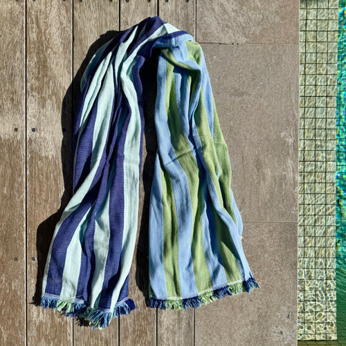 Popstar Turkish Towel - Navy/Green