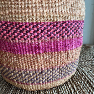 Kenyan Sisal & Leather Basket - Medium #11