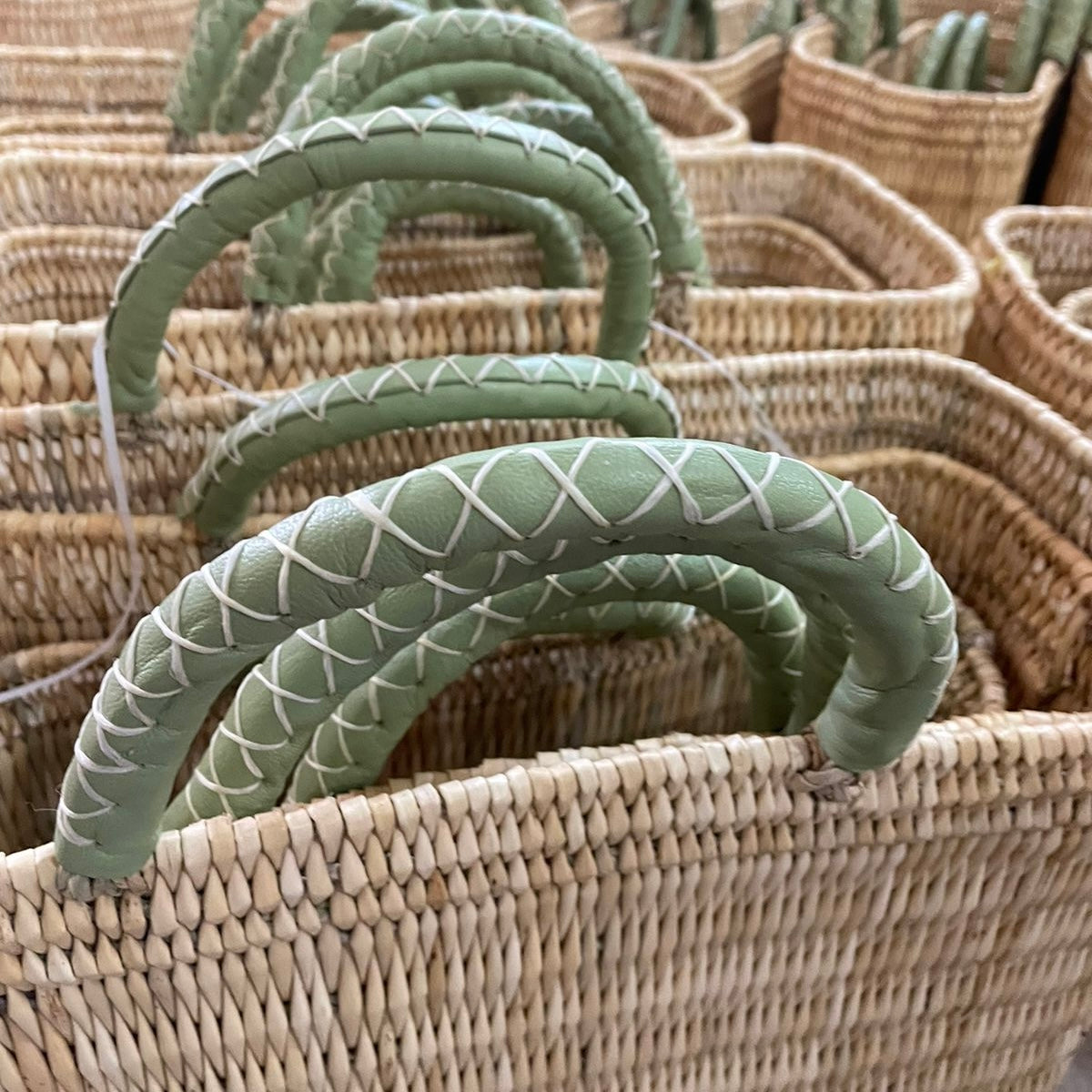 Moroccan Reed Shopper - Green – Rigby’s Homewares