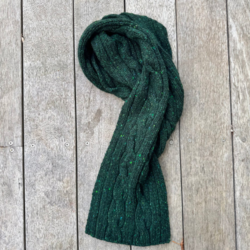 Fisherman Out Of Ireland - Cable & Rib Scarf Bottle Green