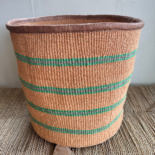 Kenyan Sisal & Leather Basket - XL #18