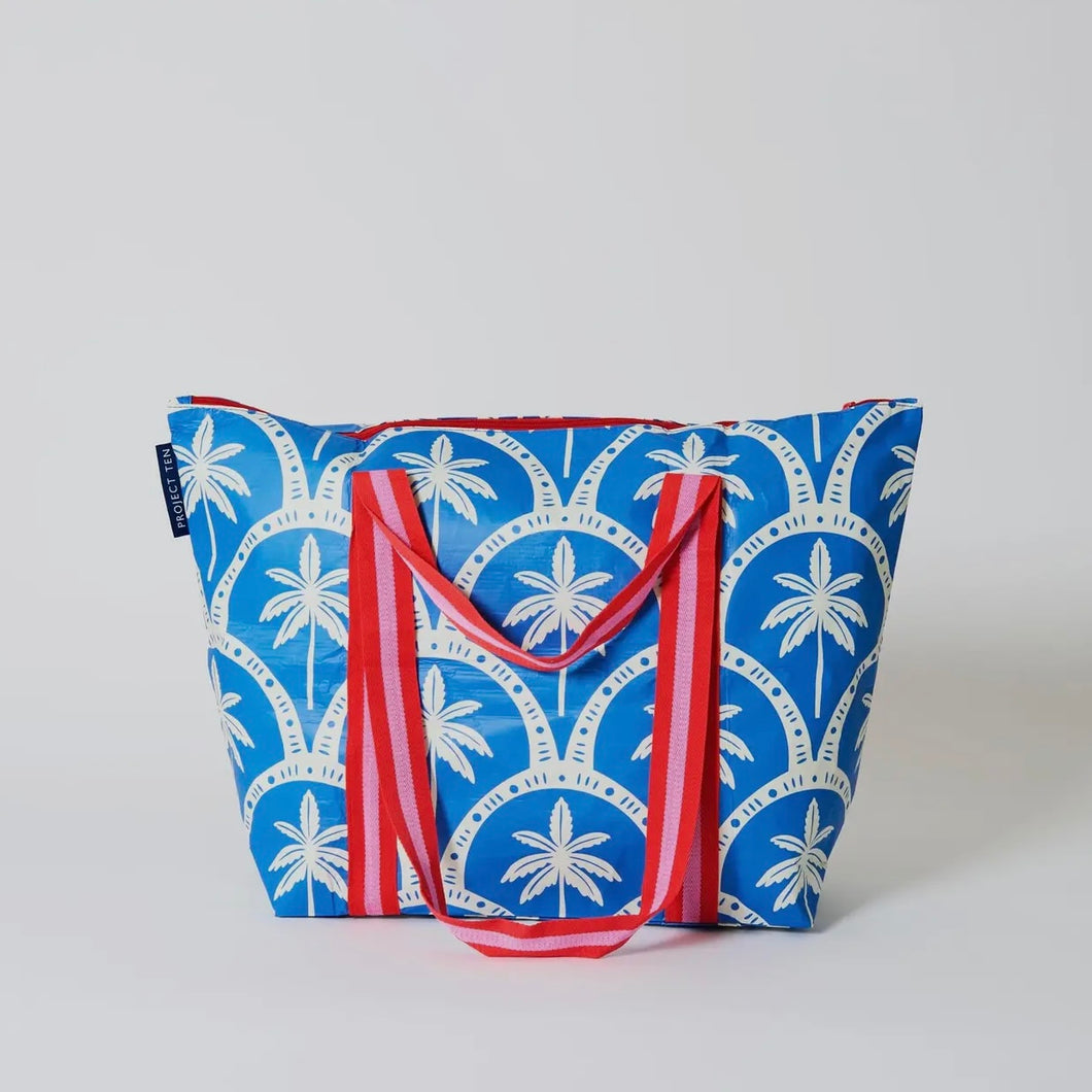 Project Ten Medium Zip Tote - Blue Palm