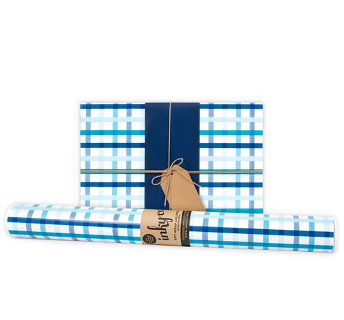 Inky Co Wrapping Paper 5m - Blue Plaid