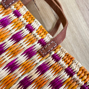 Moroccan Reed Shopper Orange & Fuchsia