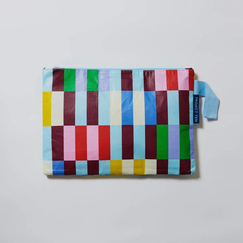 Project Ten Large Zip Pouch - Multi Stripe