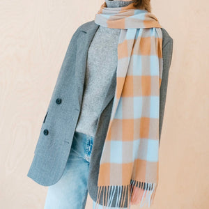 TB Co. Lambswool Scarf - Blue Gingham