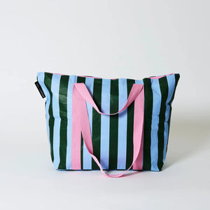 Project Ten Medium Zip Tote - Green Stripe