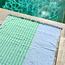 Fiesta Turkish Towel - Sky/Green