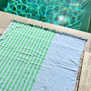 Fiesta Turkish Towel - Sky/Green