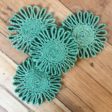 Made in Rwanda Green Flower Coaster Set