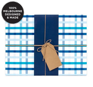 Inky Co Wrapping Paper 5m - Blue Plaid