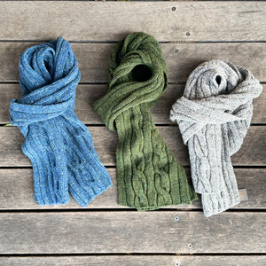 Fisherman Out Of Ireland - Cable & Rib Scarf Denim