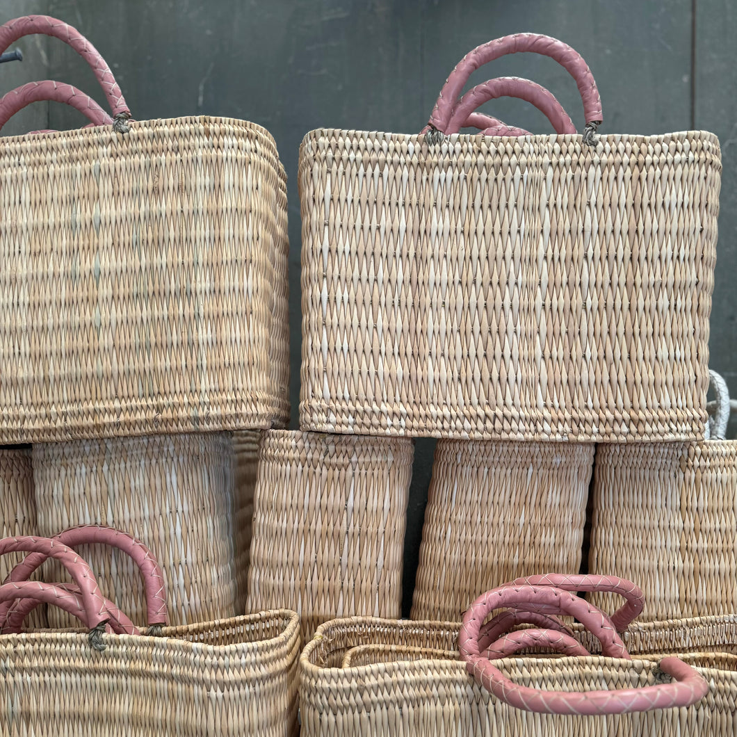 Moroccan Reed Shopper - Pink