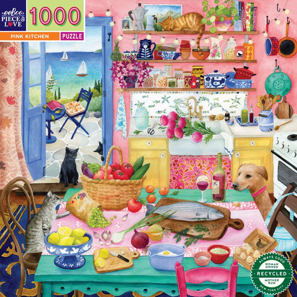 Eeboo 1000 piece - Pink Kitchen