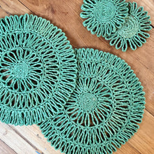 Made in Rwanda Green Flower Coaster Set