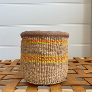 Kenyan Sisal & Leather Basket - X Small #25