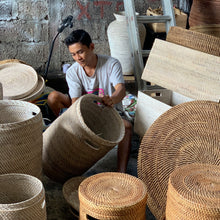 Rattan lidded basket