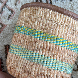 Kenyan Sisal & Leather Basket - Small