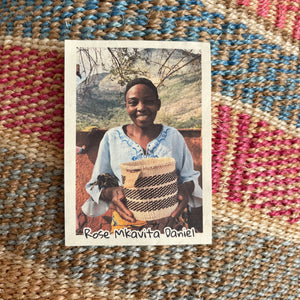 Kenyan sisal & leather basket - large