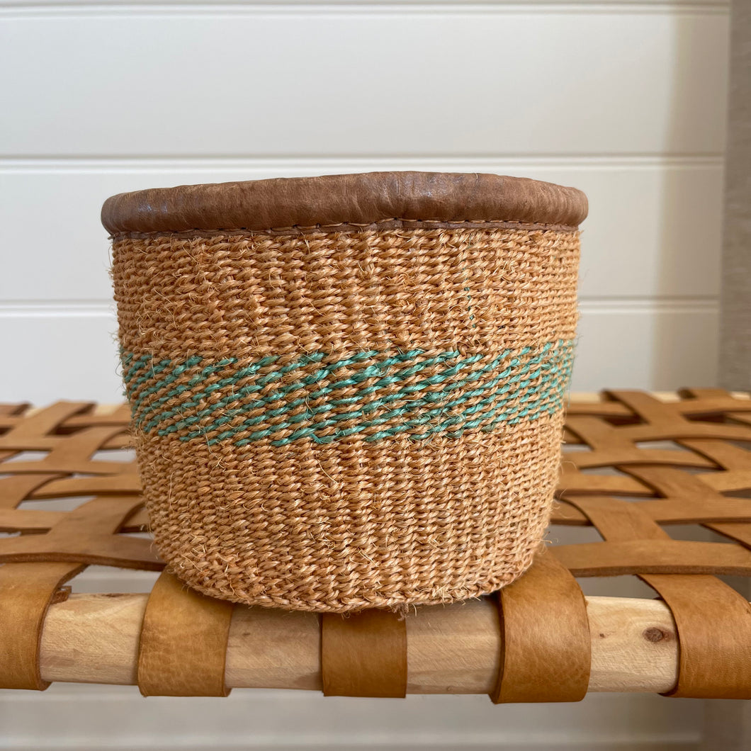 Kenyan Sisal & Leather Basket - X Small