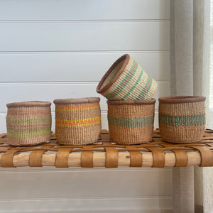 Kenyan Sisal & Leather Basket - X Small