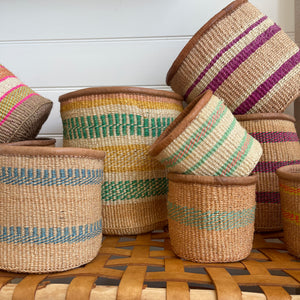 Kenyan Sisal & Leather Basket - X Small