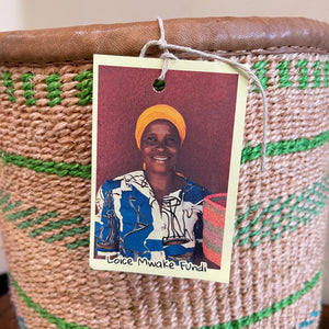 Kenyan Sisal & Leather Basket - Large