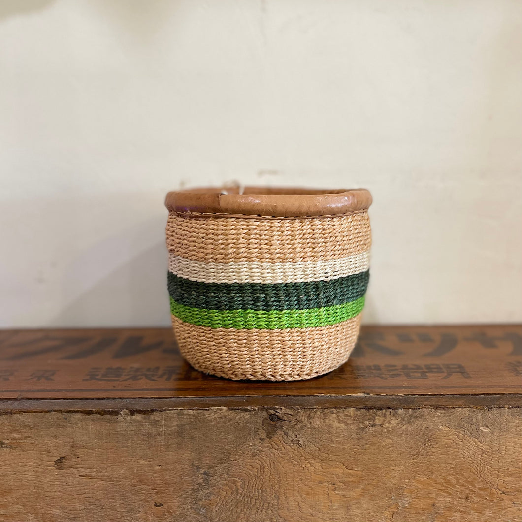 Kenyan Sisal & Leather Basket - X Small