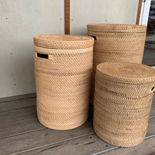 Rattan lidded basket