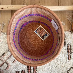Kenyan Sisal & Leather Basket - Medium