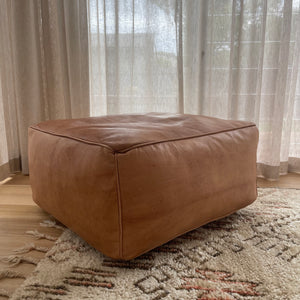 Moroccan Leather Ottoman - Large